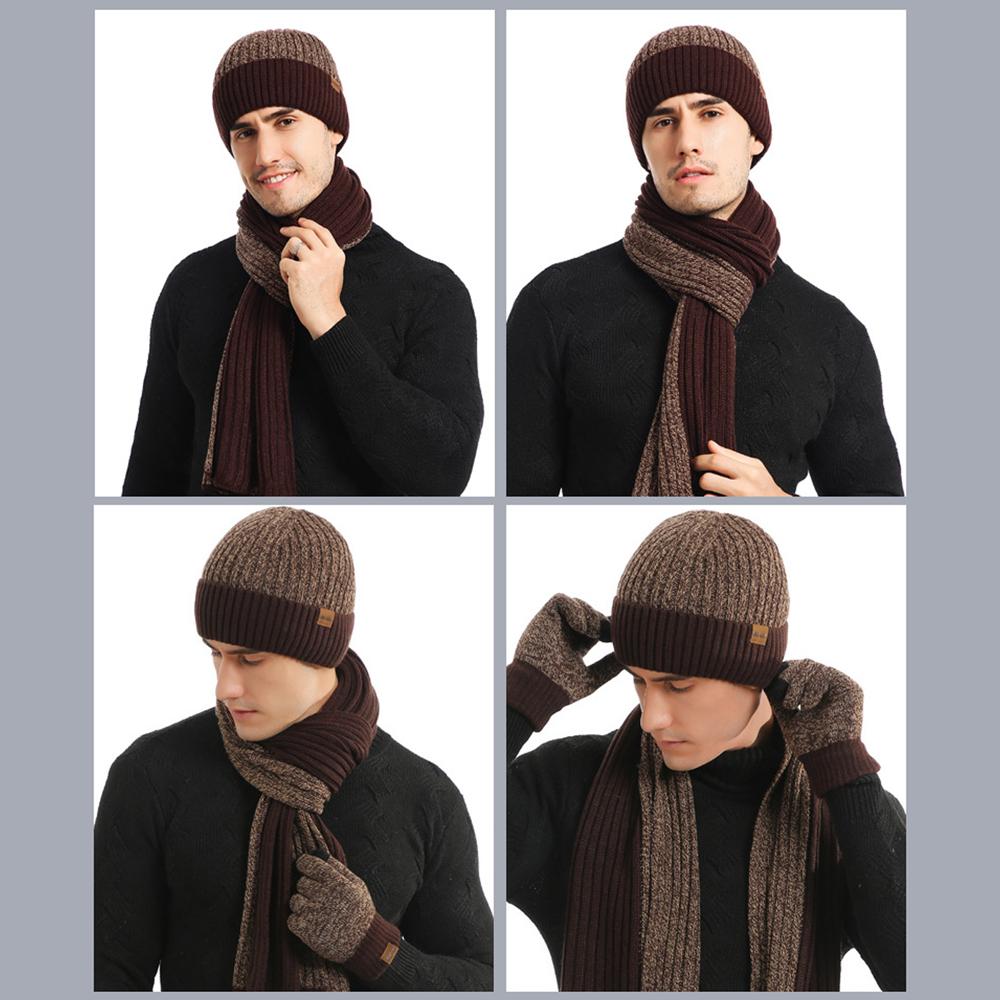 3Pcs Winter Scarf Hat Gloves Kit Beanie Hat & Long Scarf & Gloves Gift