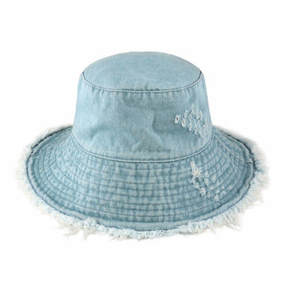 Wide Brim Frayed Bucket Hat